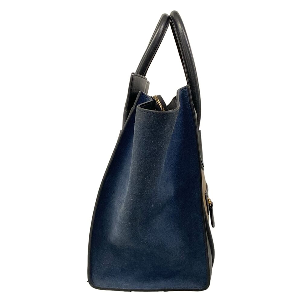 Celine Luggage Mini Shopper Handbag 165213PSJ.02BG Beige Black Navy Leather - Picture 2 of 15